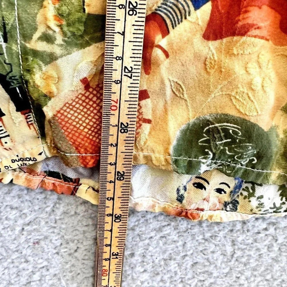 Citron Santa Monica Button Shirt 100% Silk 1950s Print Pin Up Girl - Picture 8 of 16